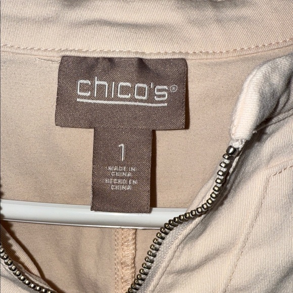 Chico's Light Cream/Pink Bomber Jacket - Picture 2 of 5